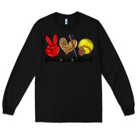 Black peace love softball Long Sleeve Tee - Zillion Design Studio