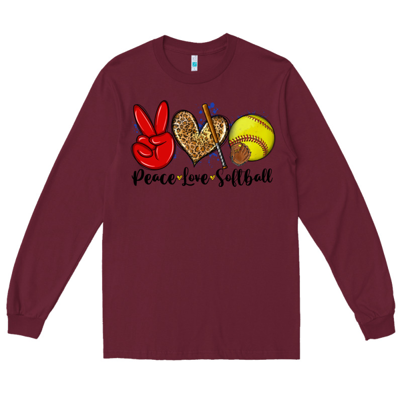 Peace Love Softball Long Sleeve Tee by Zillion Design Studio | Teevron