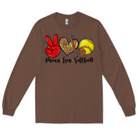 Chestnut peace love softball Long Sleeve Tee - Zillion Design Studio