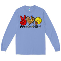 Colony Blue peace love softball Long Sleeve Tee - Zillion Design Studio