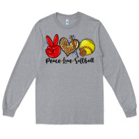 Heather Grey peace love softball Long Sleeve Tee - Zillion Design Studio
