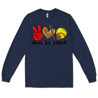 Navy peace love softball Long Sleeve Tee - Zillion Design Studio