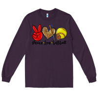 Plum peace love softball Long Sleeve Tee - Zillion Design Studio