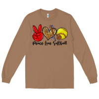 Toasted Coconut peace love softball Long Sleeve Tee - Zillion Design Studio