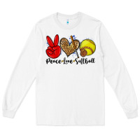 White peace love softball Long Sleeve Tee - Zillion Design Studio