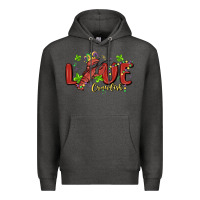 Charcoal Heather mardi gras love crawfish Premium Hoodie - MaliasSmallBusiness