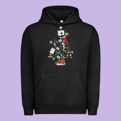 Nurse Christmas Tree Urban Hoodie Designed By Maliassmallbusiness