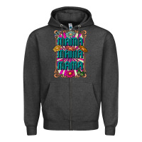Charcoal Heather mama mama mama Zipper Hoodie - CowhideDigitalArt
