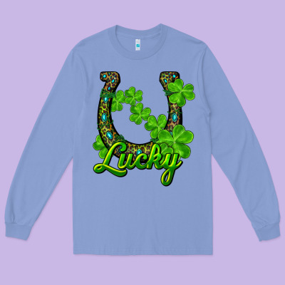 Lucky Shamrock Horseshoe Long Sleeve Tee Designed By Ranaportraitstore