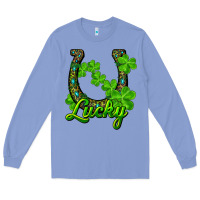 Colony Blue lucky shamrock horseshoe Long Sleeve Tee - RanaPortraitStore