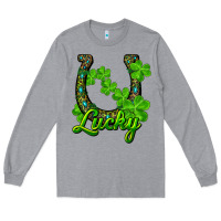 Heather Grey lucky shamrock horseshoe Long Sleeve Tee - RanaPortraitStore