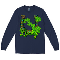Navy lucky shamrock horseshoe Long Sleeve Tee - RanaPortraitStore