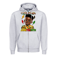 Heather Grey little mister juneteenth Zipper Hoodie - HRA Design Shop
