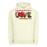 Pigment Pistachio let all that you do be done in love i corinthians Urban Hoodie - NancyCooperArtShop
