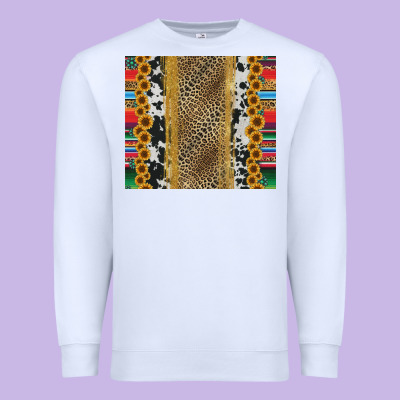 Western Serape Cowhide Premium Sweatshirt Designed By Jasminsmagicworld