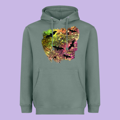 Bat Halloween Patch Heavyweight Hoodie Designed By Bundleandbundleshop