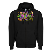 Black louisiana mardi gras Zipper Hoodie - FaDigitalArtStudio