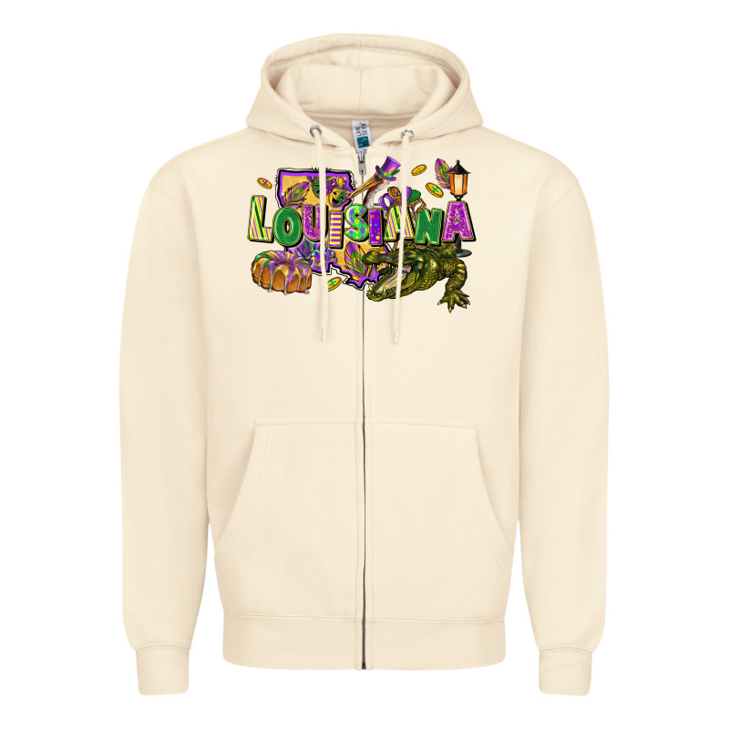 Louisiana Mardi Gras Zipper Hoodie by FaDigitalArtStudio | Teevron