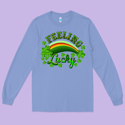 Feeling Lucky With Rainbow Long Sleeve Tee Designed By Ranaportraitstore