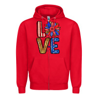 Red Love sunflower Zipper Hoodie - Neo Western