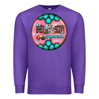 Purple nurse round earrings 3 Premium Sweatshirt - BundleAndBundleShop