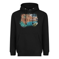 Black Leopard Wood Cowhide Pattern Mixed Western Frame Heavyweight Hoodie - Bettercallsaul