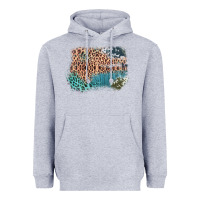 Heather Grey Leopard Wood Cowhide Pattern Mixed Western Frame Heavyweight Hoodie - Bettercallsaul