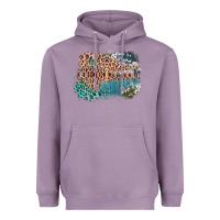 Lavender Leopard Wood Cowhide Pattern Mixed Western Frame Heavyweight Hoodie - Bettercallsaul