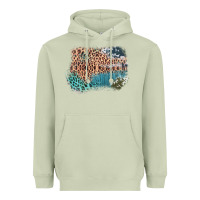 Matcha Leopard Wood Cowhide Pattern Mixed Western Frame Heavyweight Hoodie - Bettercallsaul