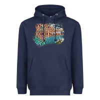 Navy Leopard Wood Cowhide Pattern Mixed Western Frame Heavyweight Hoodie - Bettercallsaul