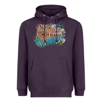 Plum Leopard Wood Cowhide Pattern Mixed Western Frame Heavyweight Hoodie - Bettercallsaul