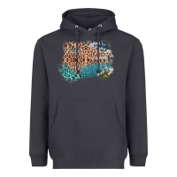 Smoke Leopard Wood Cowhide Pattern Mixed Western Frame Heavyweight Hoodie - Bettercallsaul