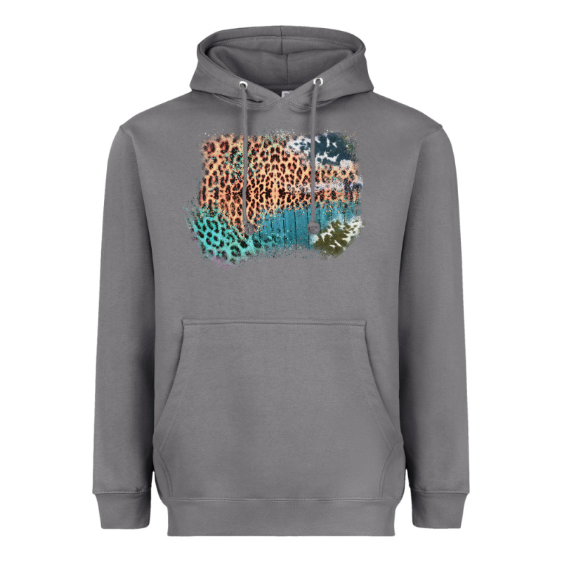 Leopard Wood Cowhide Pattern Mixed Western Frame Heavyweight Hoodie by Bettercallsaul | Teevron