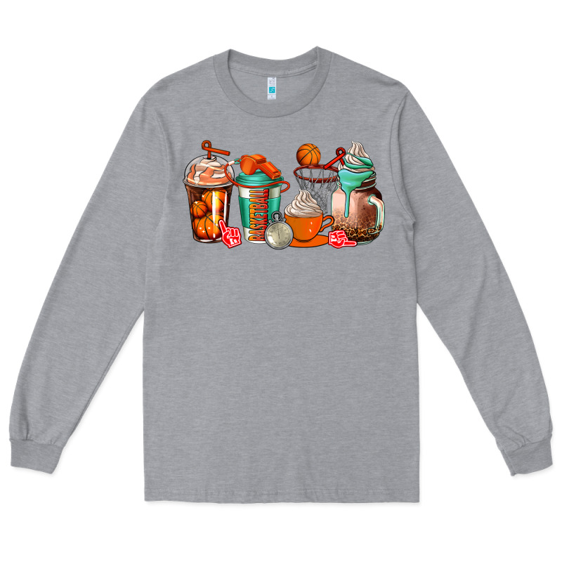 Basketball Coffee Cups Long Sleeve Tee by AdoDesignShop | Teevron