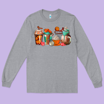 Basketball Coffee Cups Long Sleeve Tee Designed By Adodesignshop