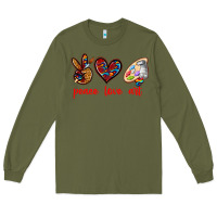 Army Green peace love art Long Sleeve Tee - texasbilliewilder