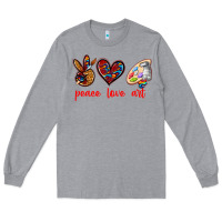 Heather Grey peace love art Long Sleeve Tee - texasbilliewilder