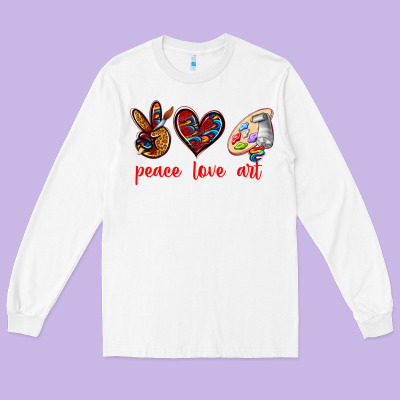 Peace Love Art Long Sleeve Tee Designed By Texasbilliewilder