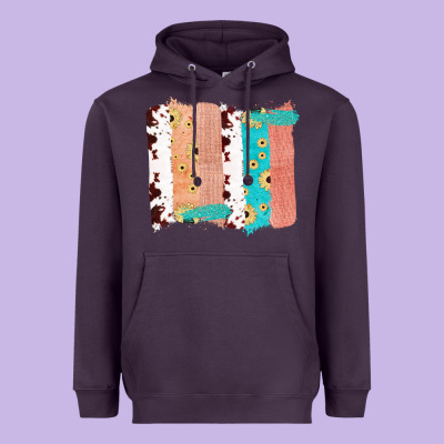 Western Cowhide Sunflower Jute Glitter Farm Life Brush Stroke Heavyweight Hoodie Designed By Bettercallsaul