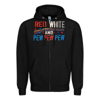 Black Red white and pew pew pew Zipper Hoodie - CowGirlArtShop