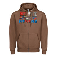 Chestnut Red white and pew pew pew Zipper Hoodie - CowGirlArtShop
