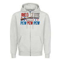 Dove Grey Red white and pew pew pew Zipper Hoodie - CowGirlArtShop