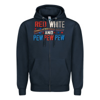 Navy Red white and pew pew pew Zipper Hoodie - CowGirlArtShop