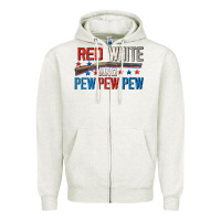 Oatmeal Heather Red white and pew pew pew Zipper Hoodie - CowGirlArtShop