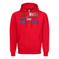 Red Red white and pew pew pew Zipper Hoodie - CowGirlArtShop