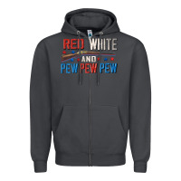 Smoke Red white and pew pew pew Zipper Hoodie - CowGirlArtShop