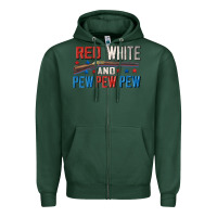 Sports Green Red white and pew pew pew Zipper Hoodie - CowGirlArtShop