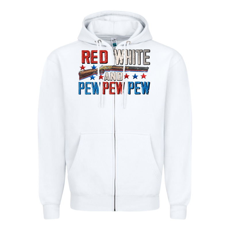Red White And Pew Pew Pew Zipper Hoodie by CowGirlArtShop | Teevron