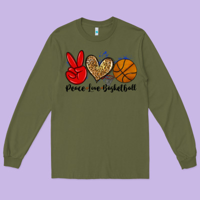 Peace Love Basketball Long Sleeve Tee Designed By Zillion Design Studio