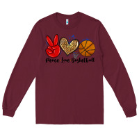 Burgundy peace love basketball Long Sleeve Tee - Zillion Design Studio